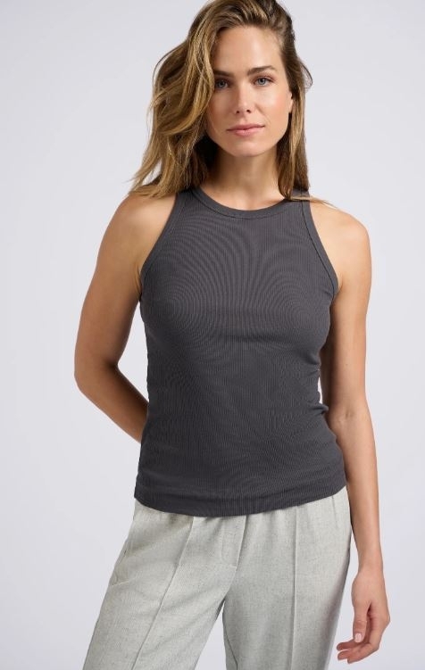 Ribbed singlet with round neck