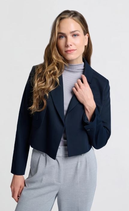 Woven cropped blazer With Flap